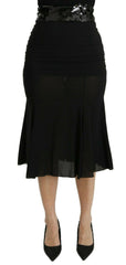 Dolce & Gabbana Black Mermaid High Waist Midi Silk Skirt -   -  Dolce & Gabbana.