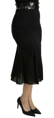 Dolce & Gabbana Black Mermaid High Waist Midi Silk Skirt -   -  Dolce & Gabbana.