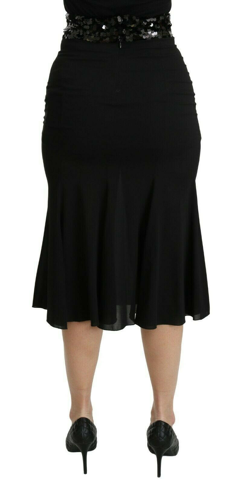 Dolce & Gabbana Black Mermaid High Waist Midi Silk Skirt -   -  Dolce & Gabbana.