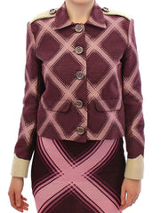 House of Holland Check Trench Coat Blazer Purple Jacket -   -  House of Holland.