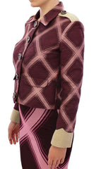 House of Holland Check Trench Coat Blazer Purple Jacket -   -  House of Holland.