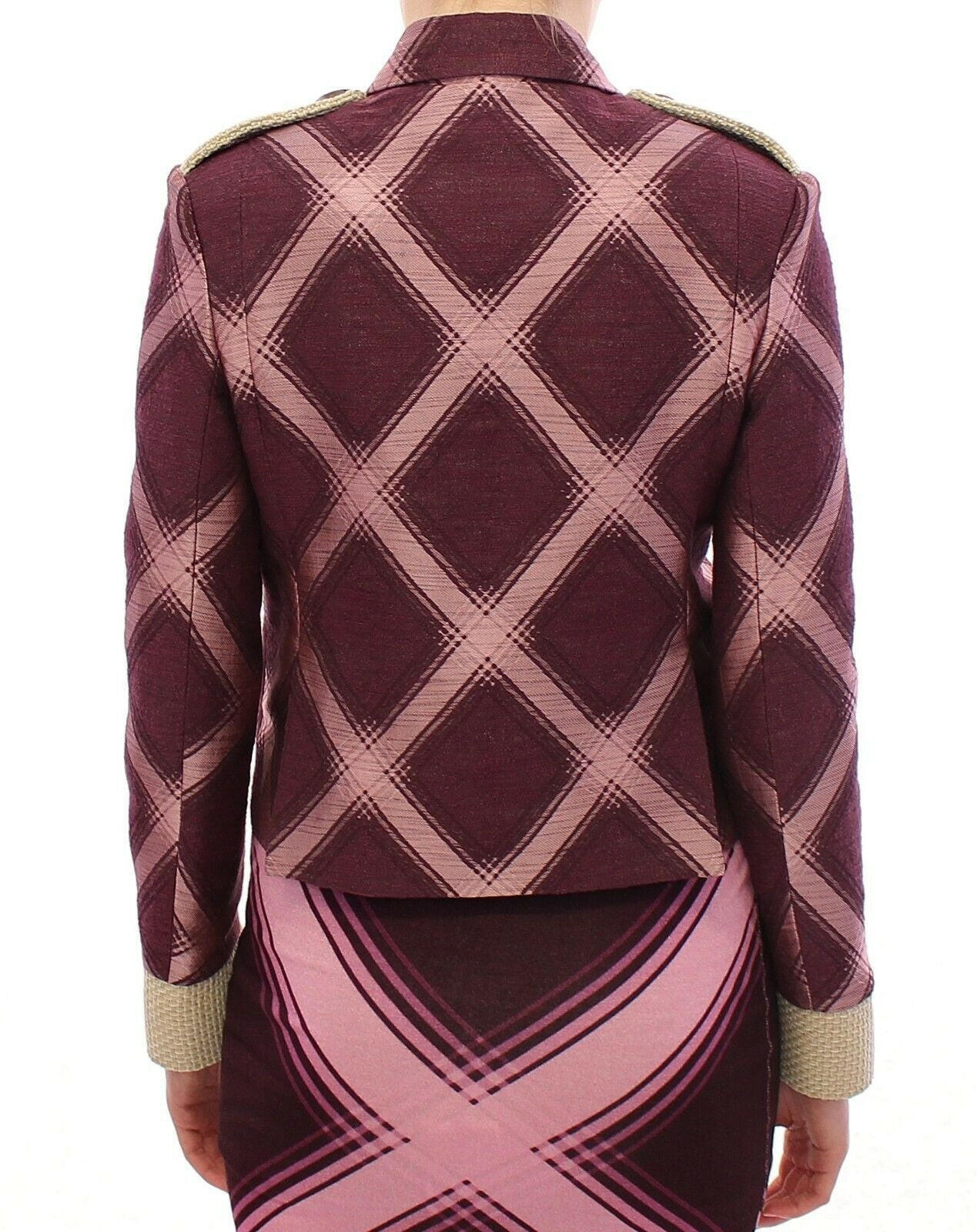 House of Holland Check Trench Coat Blazer Purple Jacket -   -  House of Holland.