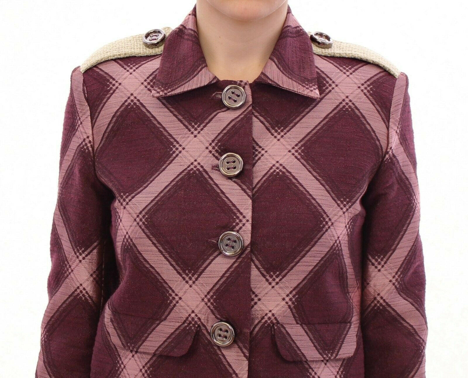House of Holland Check Trench Coat Blazer Purple Jacket -   -  House of Holland.