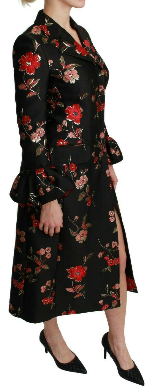 Dolce & Gabbana Black Floral Embroidered Jacket Coat -   -  Dolce & Gabbana.