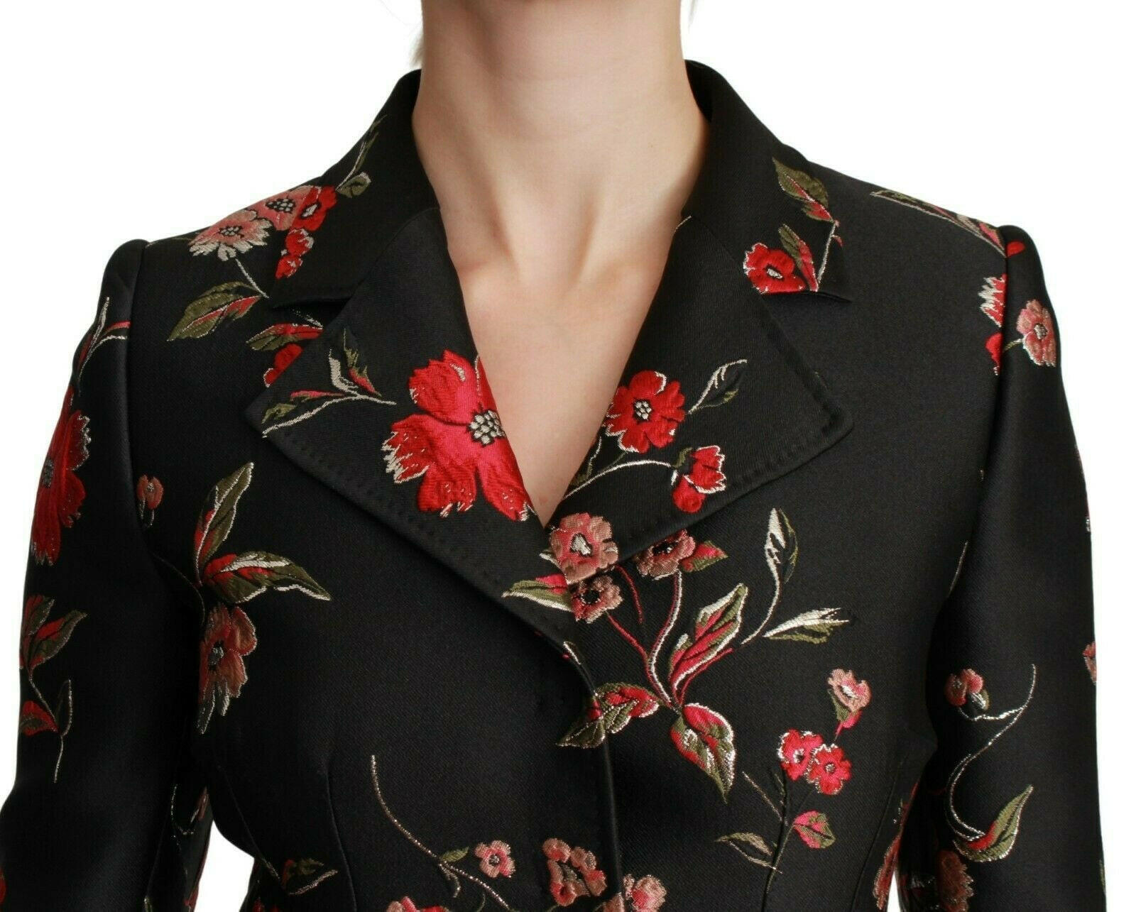 Dolce & Gabbana Black Floral Embroidered Jacket Coat -   -  Dolce & Gabbana.