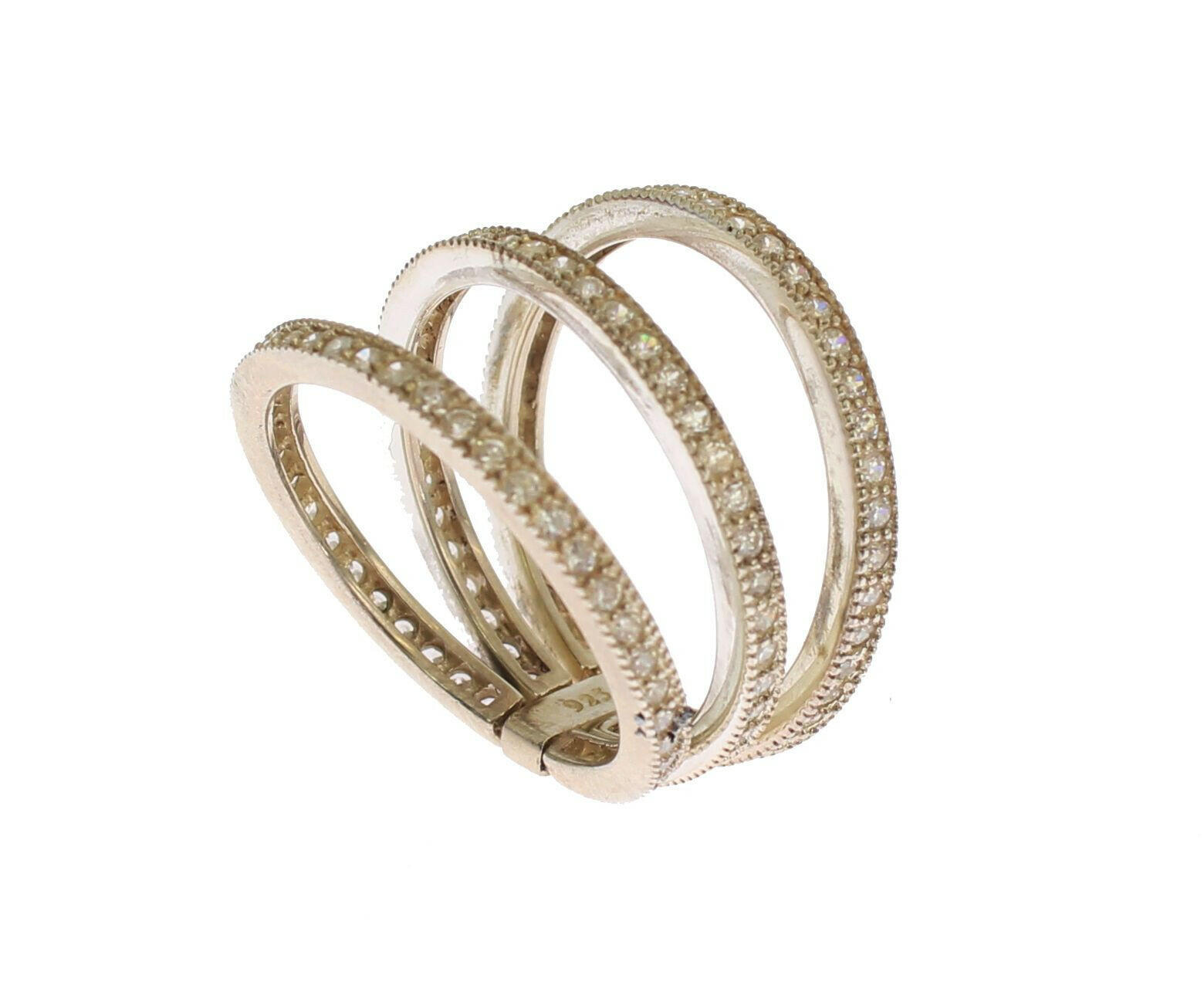 Nialaya Silver Womens Clear CZ 925 Sterling Ring -   -  Nialaya.