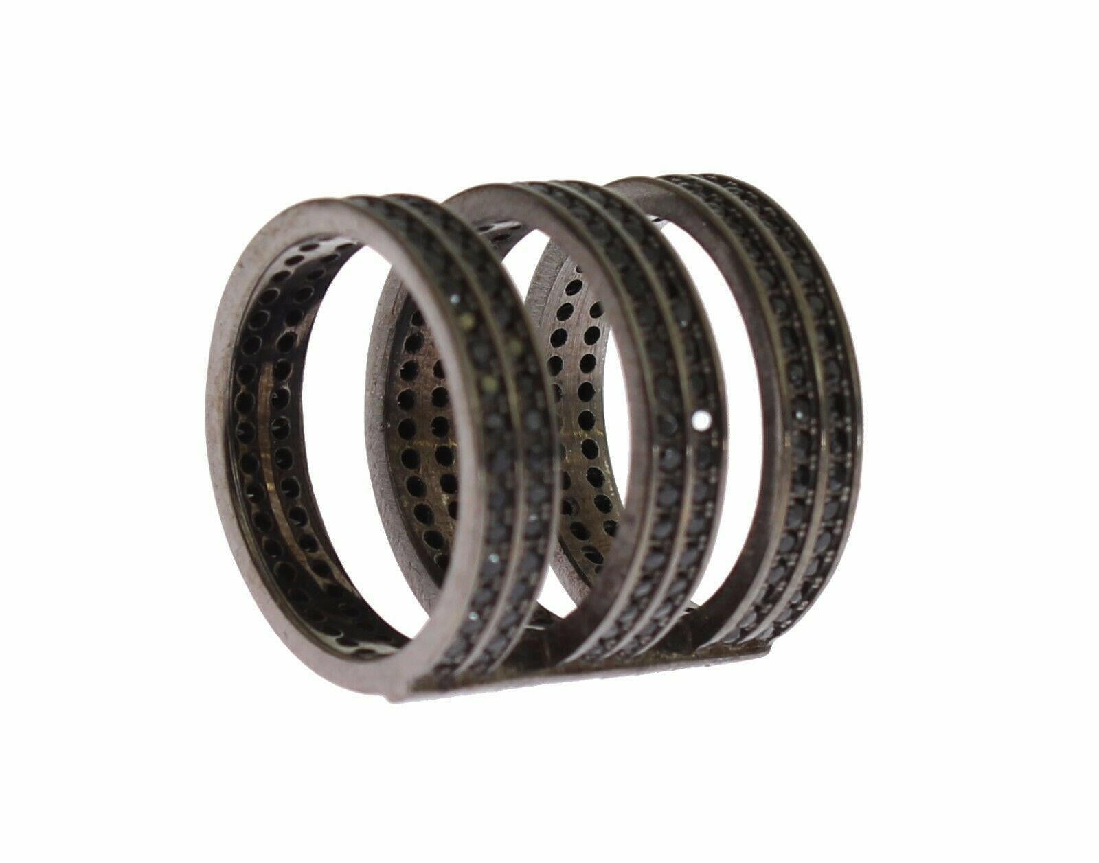 Nialaya Black CZ Rhodium 925 Silver Ring -   -  Nialaya.