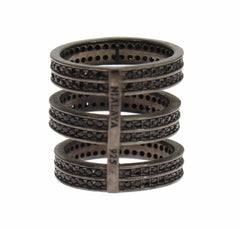 Nialaya Black CZ Rhodium 925 Silver Ring -   -  Nialaya.