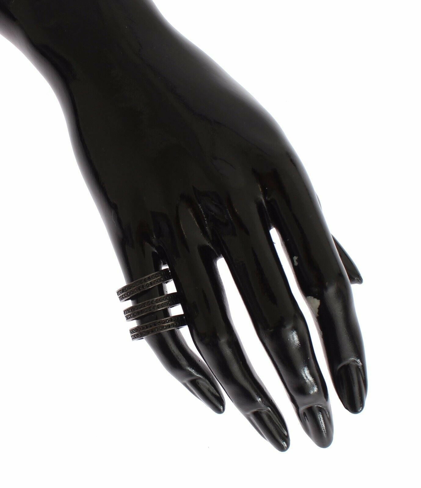 Nialaya Black CZ Rhodium 925 Silver Ring -   -  Nialaya.