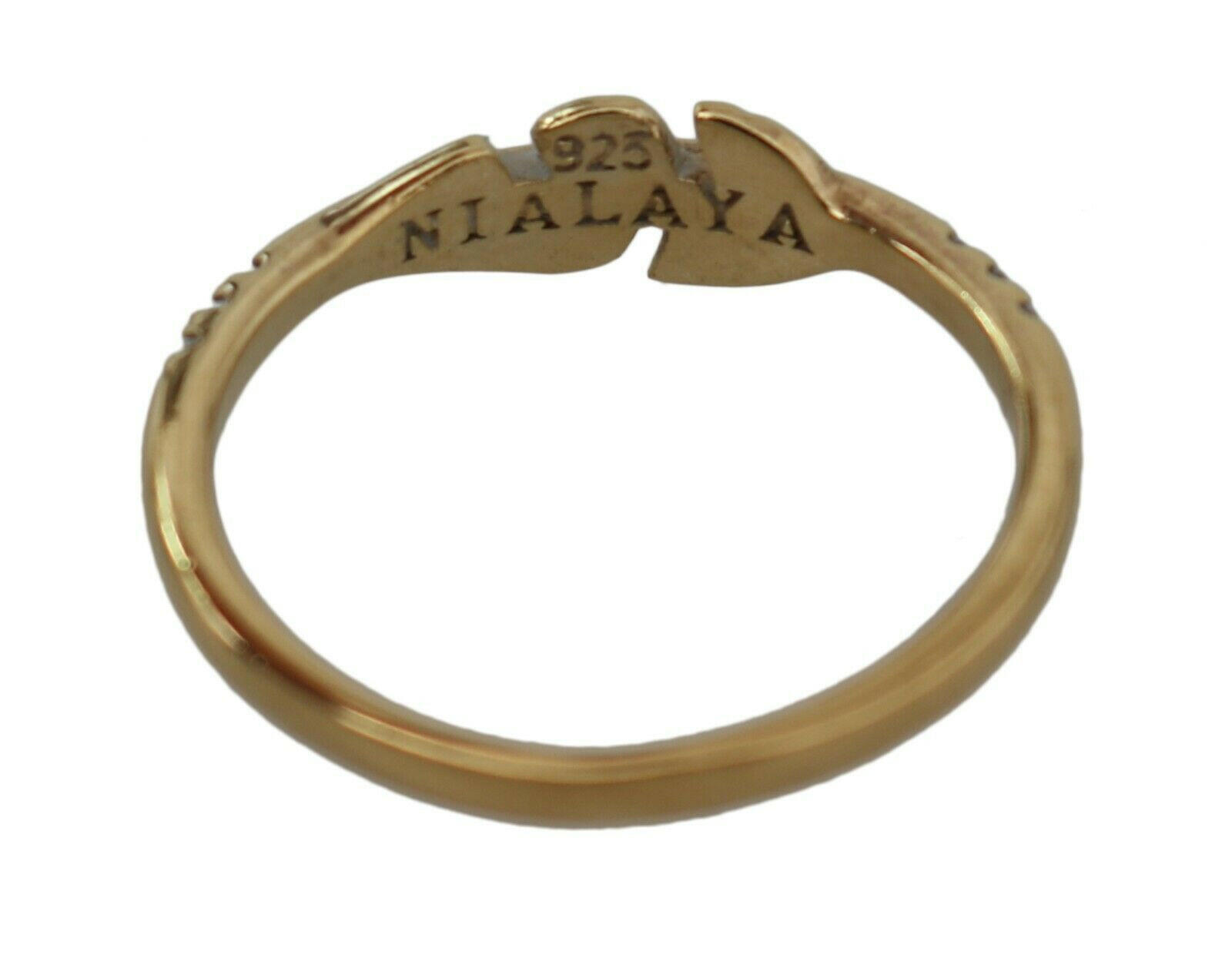 Nialaya Gold Feather Clear CZ 925 Silver Women -   -  Nialaya.