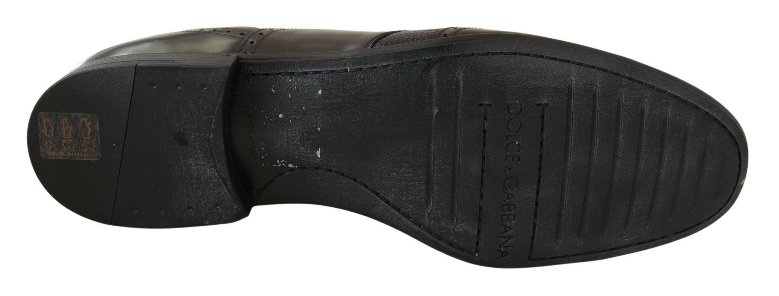 Dolce & Gabbana Brown Lizard Skin Leather Oxford Dress Shoes -   -  Dolce & Gabbana.