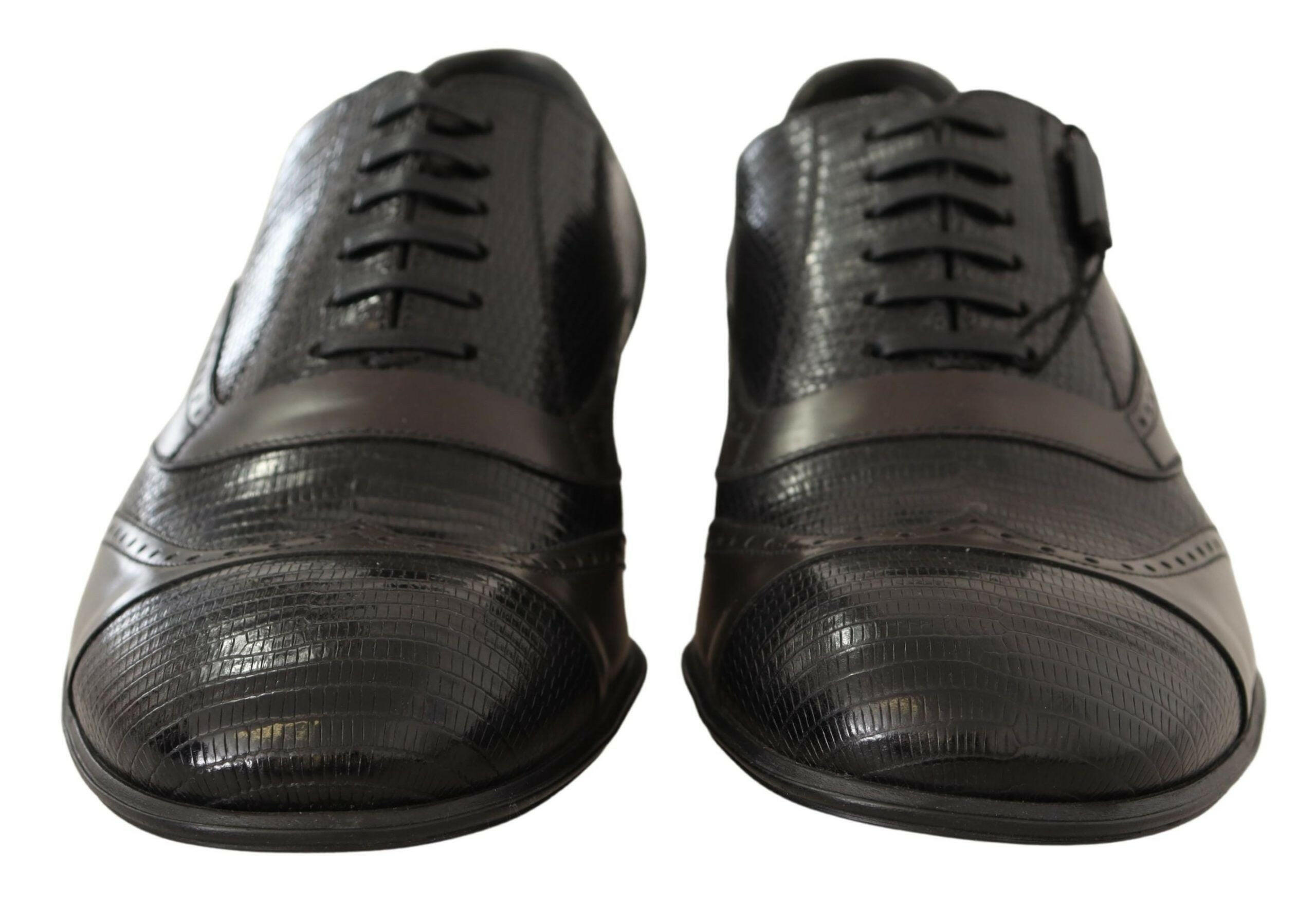 Dolce & Gabbana Brown Lizard Skin Leather Oxford Dress Shoes -   -  Dolce & Gabbana.