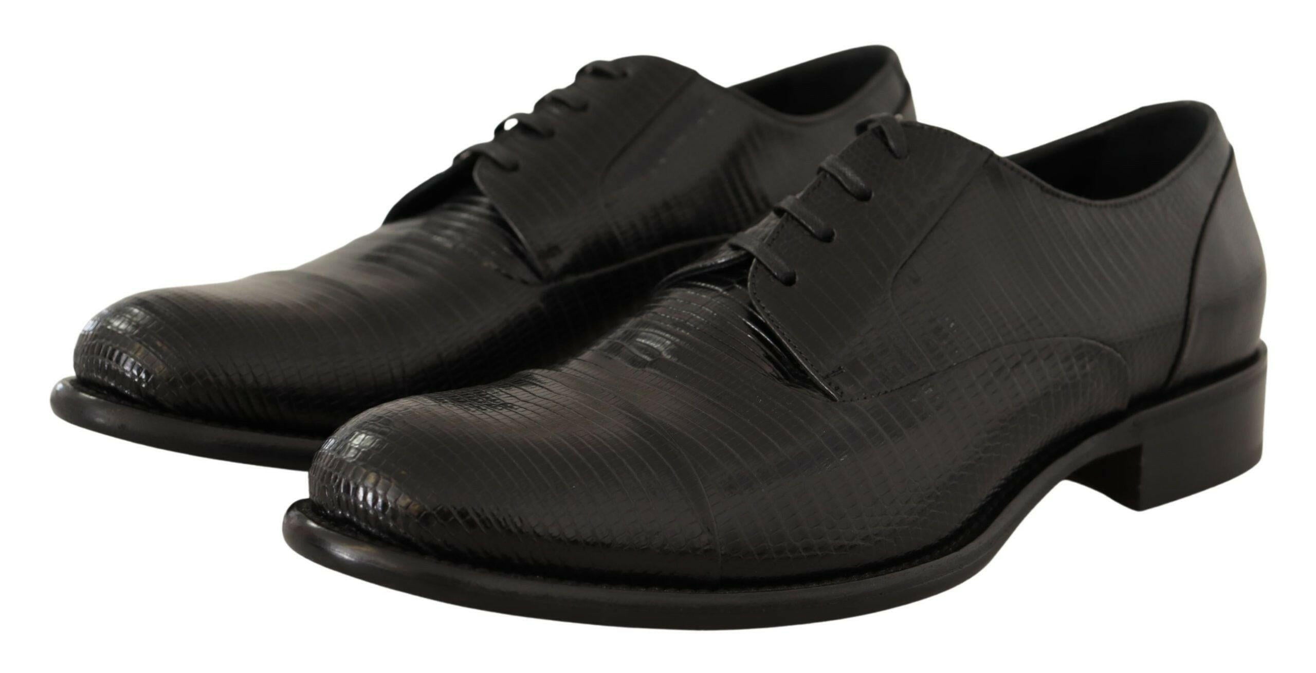 Dolce & Gabbana Black Lizard Leather Derby Dress Shoes -   -  Dolce & Gabbana.