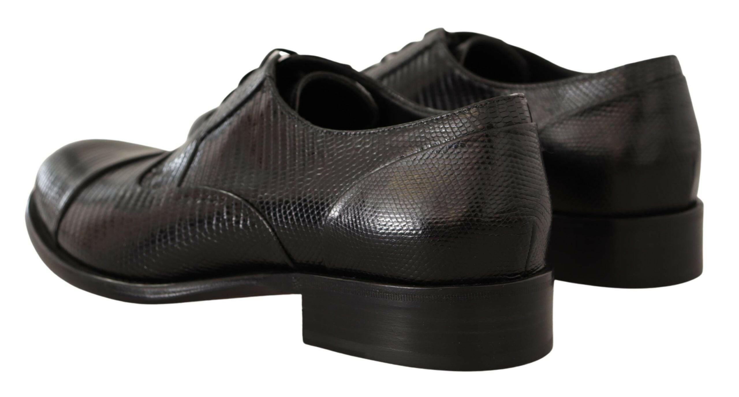 Dolce & Gabbana Black Lizard Leather Derby Dress Shoes -   -  Dolce & Gabbana.