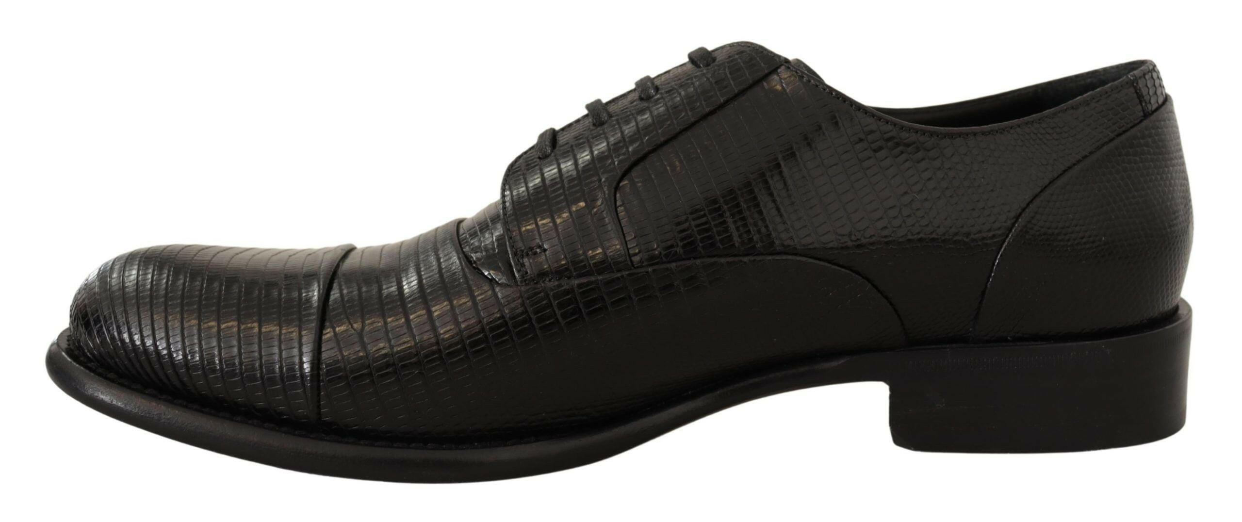 Dolce & Gabbana Black Lizard Leather Derby Dress Shoes -   -  Dolce & Gabbana.