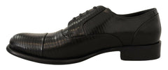 Dolce & Gabbana Black Lizard Leather Derby Dress Shoes -   -  Dolce & Gabbana.