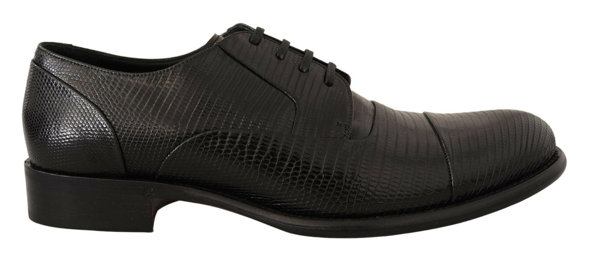 Dolce & Gabbana Black Lizard Leather Derby Dress Shoes -   -  Dolce & Gabbana.