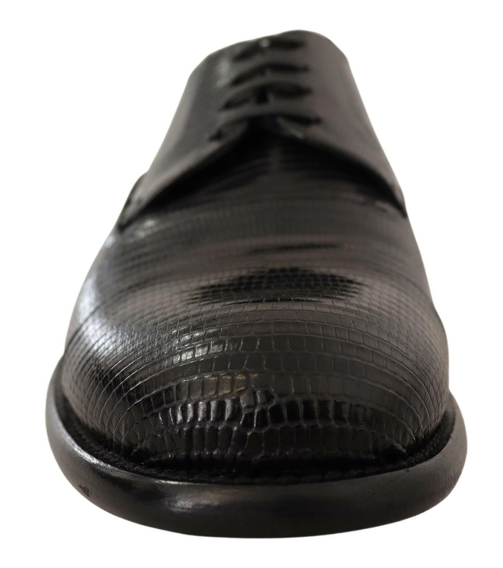 Dolce & Gabbana Black Lizard Leather Derby Dress Shoes -   -  Dolce & Gabbana.