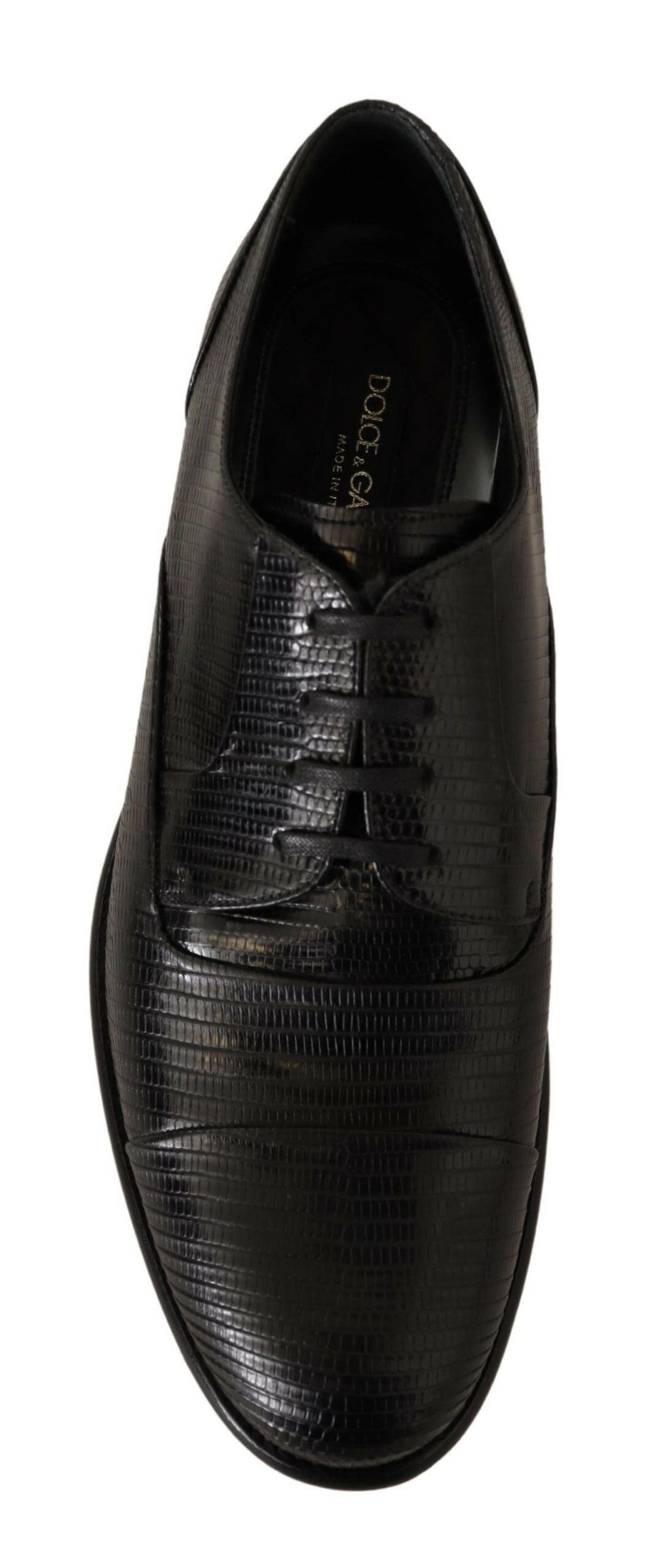 Dolce & Gabbana Black Lizard Leather Derby Dress Shoes -   -  Dolce & Gabbana.
