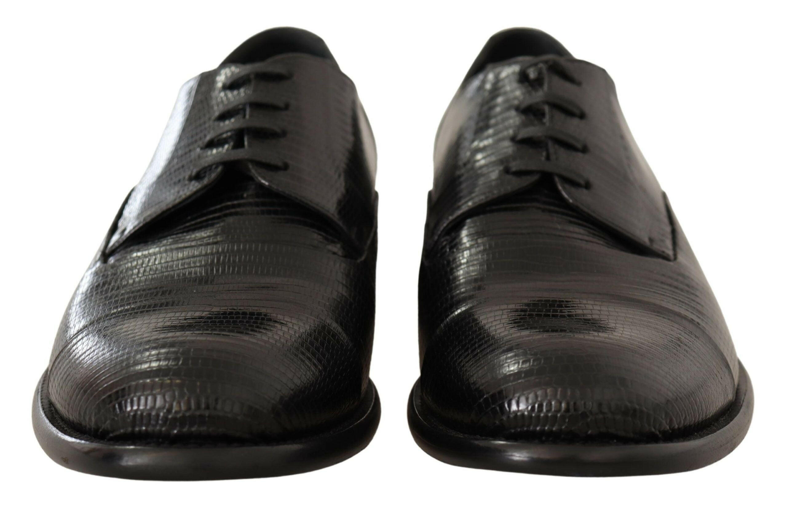 Dolce & Gabbana Black Lizard Leather Derby Dress Shoes -   -  Dolce & Gabbana.
