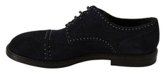 Dolce & Gabbana Blue Suede Leather Derby Studded Shoes -   -  Dolce & Gabbana.