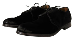 Dolce & Gabbana Black Velvet Lace Up Aged Style Derby Shoes -   -  Dolce & Gabbana.