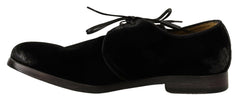 Dolce & Gabbana Black Velvet Lace Up Aged Style Derby Shoes -   -  Dolce & Gabbana.