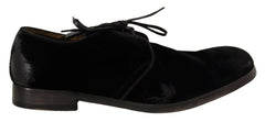 Dolce & Gabbana Black Velvet Lace Up Aged Style Derby Shoes -   -  Dolce & Gabbana.