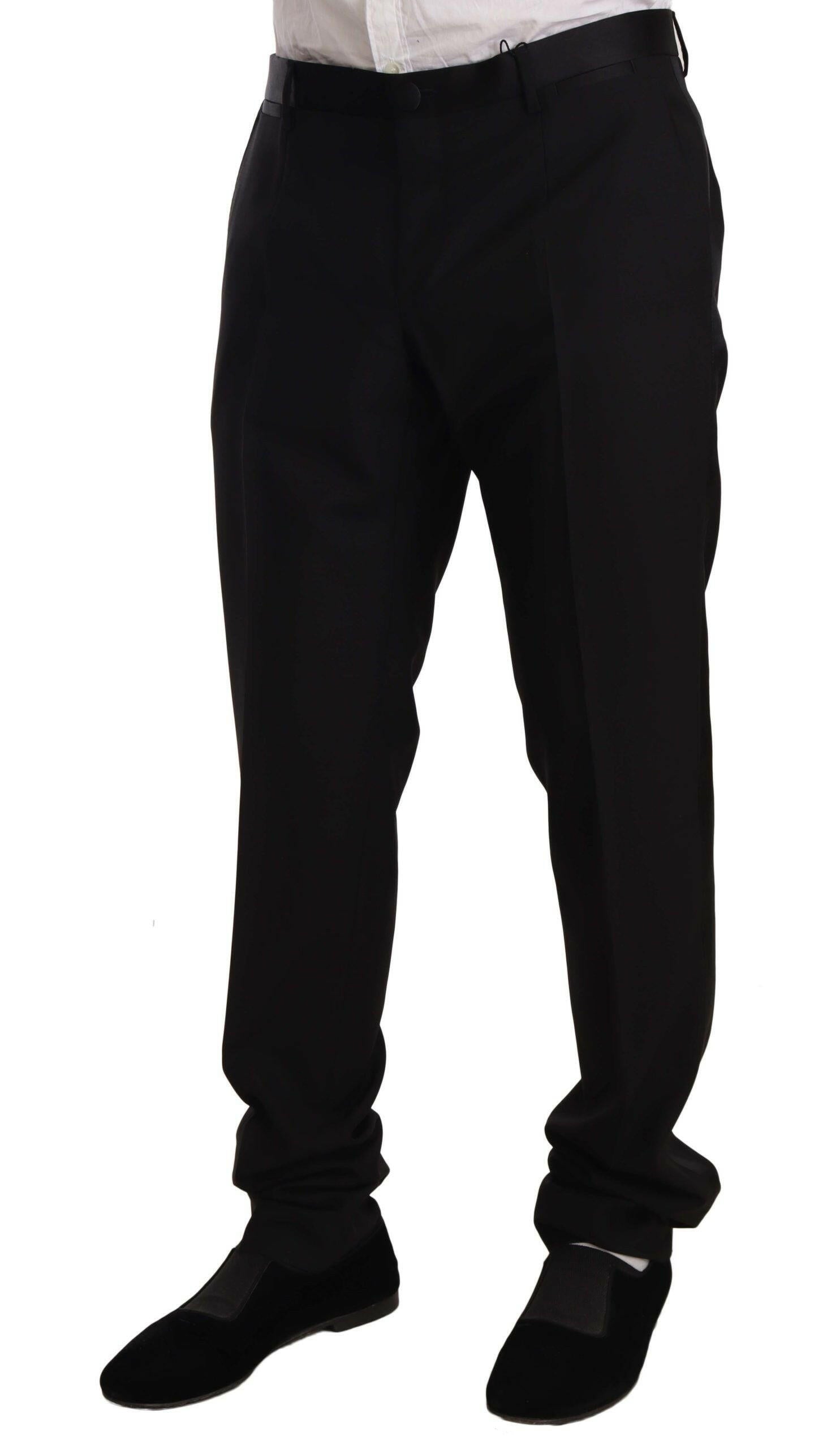 Dolce & Gabbana Black Wool Formal Tuxedo Trouser Pants -   -  Dolce & Gabbana.