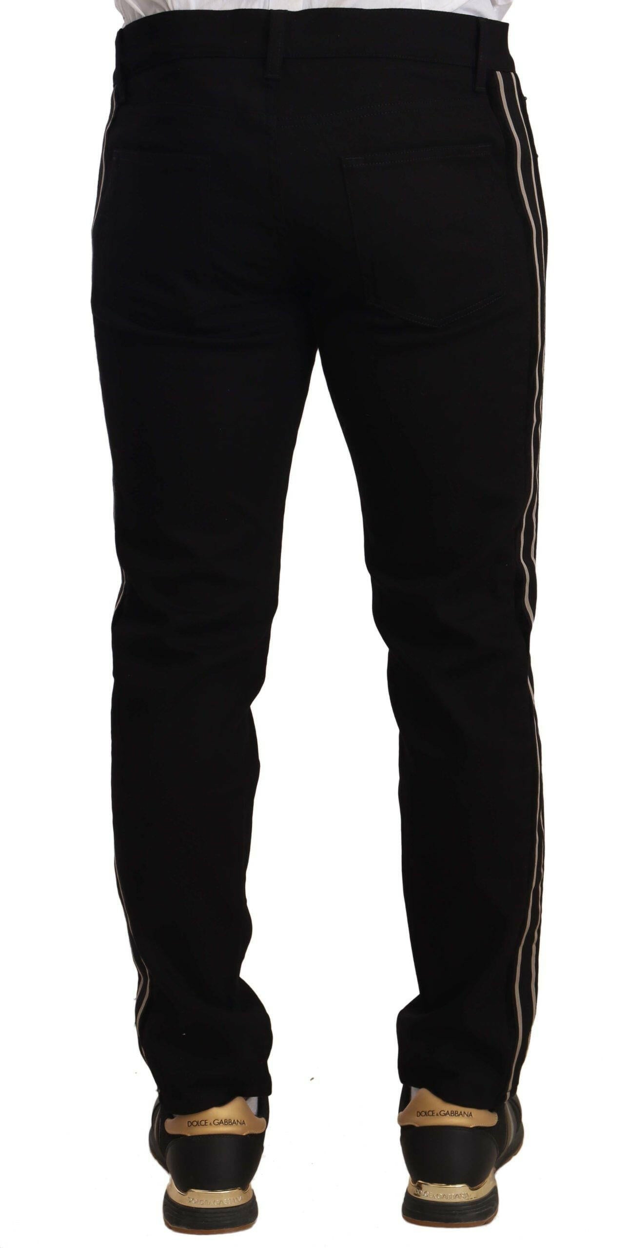 Dolce & Gabbana Black Skinny Fit Denim Side Band Jeans Pant -   -  Dolce & Gabbana.