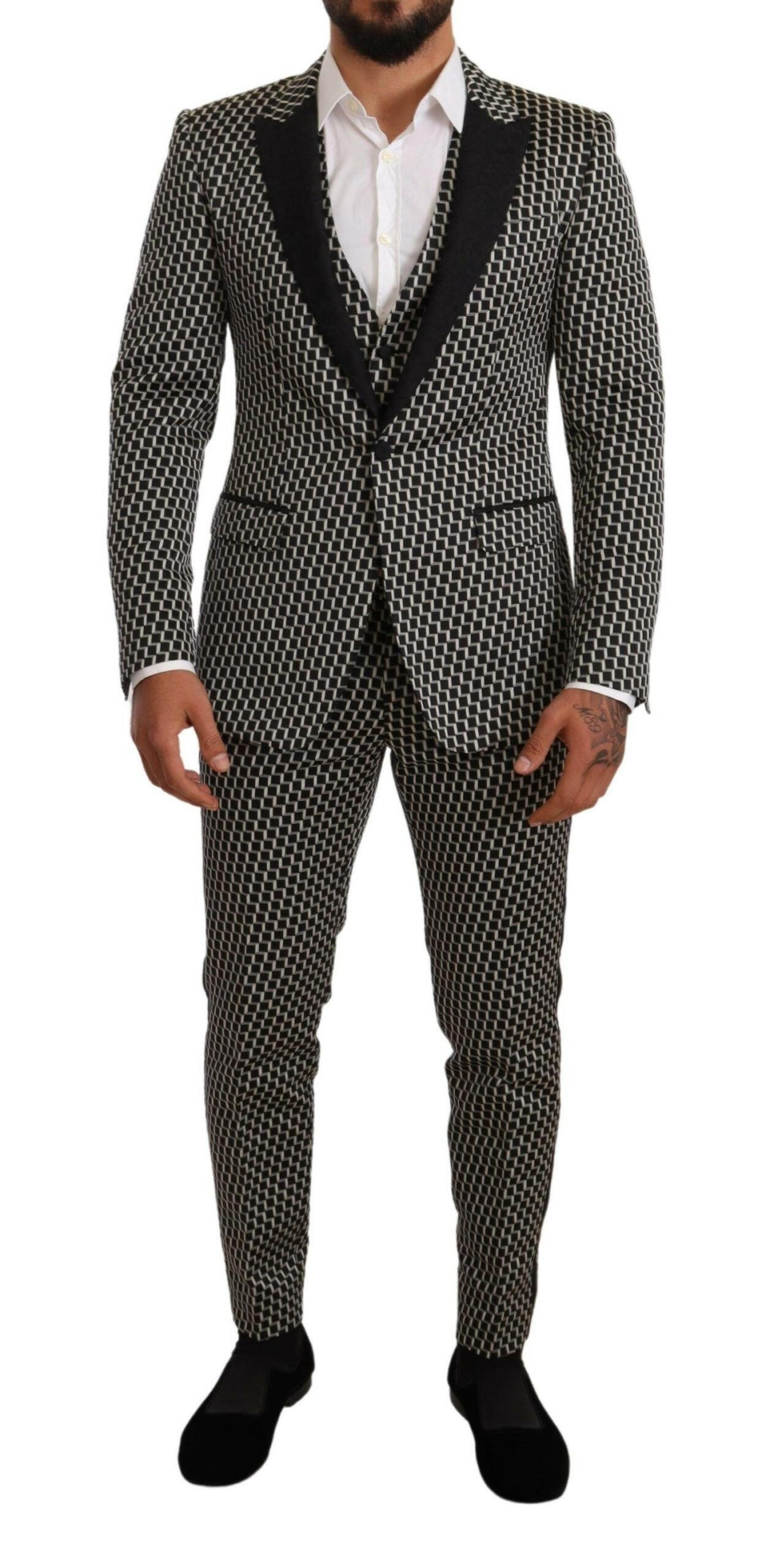 Dolce & Gabbana Black White Check 3 Piece Set MARTINI Suit -   -  Dolce & Gabbana.