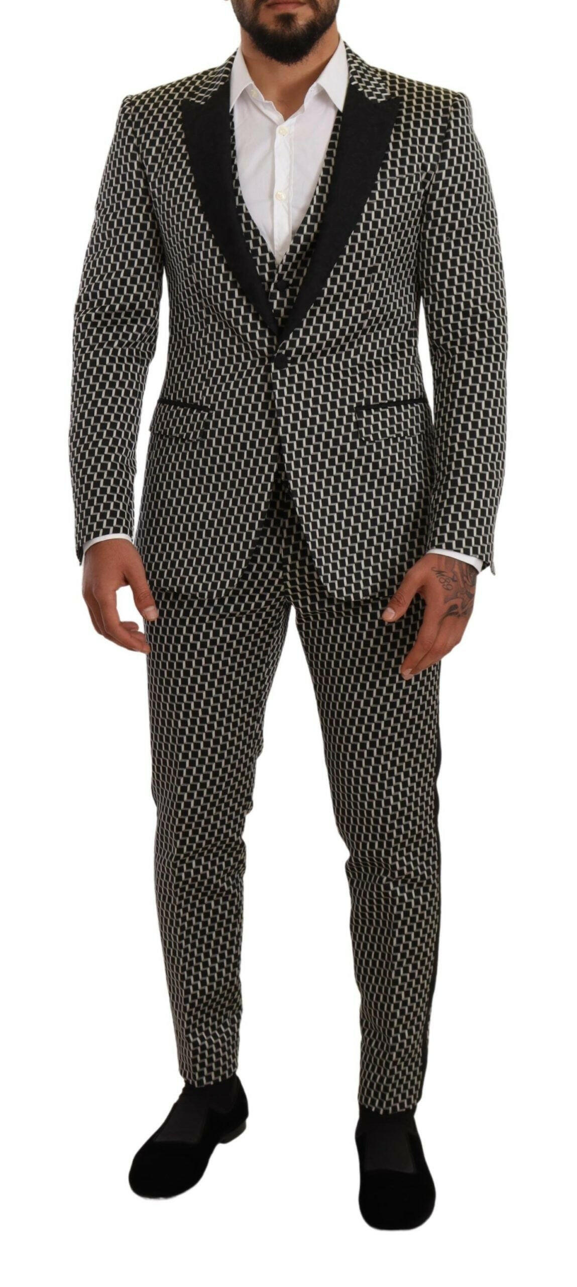Dolce & Gabbana Black White Check 3 Piece Set MARTINI Suit -   -  Dolce & Gabbana.