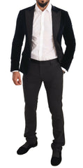 Dolce & Gabbana Blue Velvet Cotton Slim Fit Smoking Suit -   -  Dolce & Gabbana.