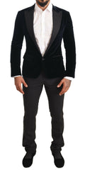 Dolce & Gabbana Blue Velvet Cotton Slim Fit Smoking Suit -   -  Dolce & Gabbana.