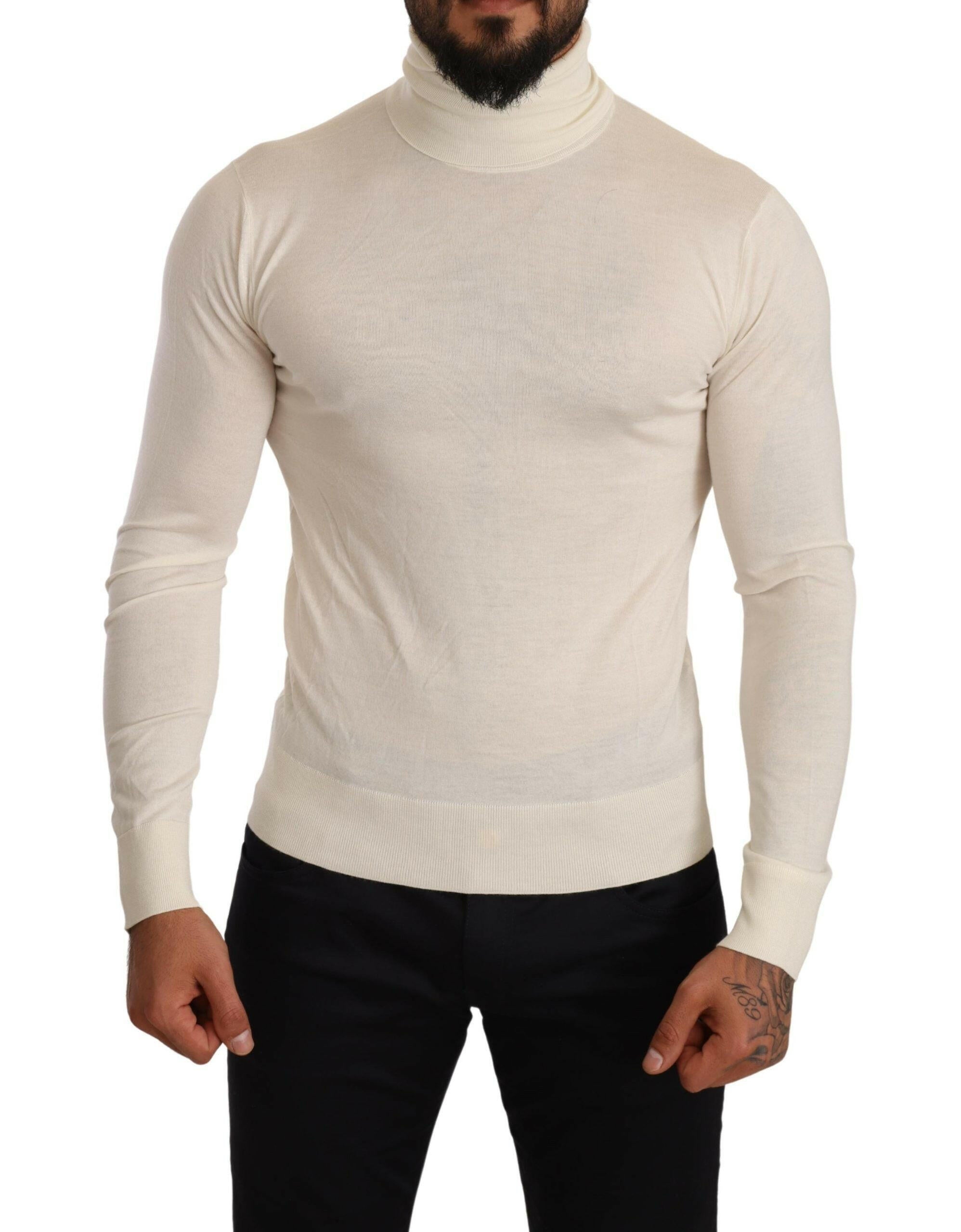 Dolce & Gabbana Cream Cashmere Turtleneck Pullover Sweater -   -  Dolce & Gabbana.
