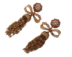 Dolce & Gabbana Gold Dangling Crystals Long Clip-On Jewelry Earrings -   -  Dolce & Gabbana.