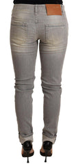Acht Gray Cotton Slim Fit Folded Hem Women Denim Pant -   -  Acht.