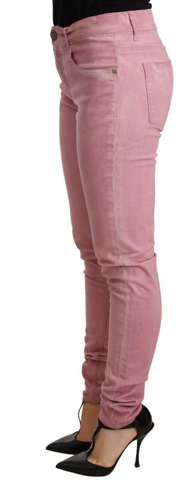 Acht Pink Cotton Slim Fit Women Denim Skinny Pants -   -  Acht.