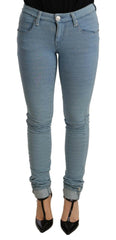 Acht Blue Cotton Stretch Hem Slim Fit Women Denim Trouser -   -  Acht.