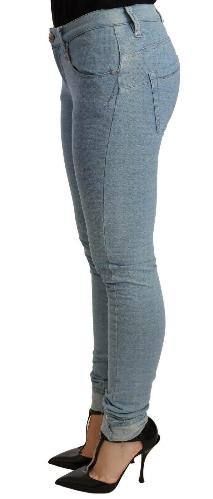 Acht Blue Cotton Stretch Hem Slim Fit Women Denim Trouser -   -  Acht.