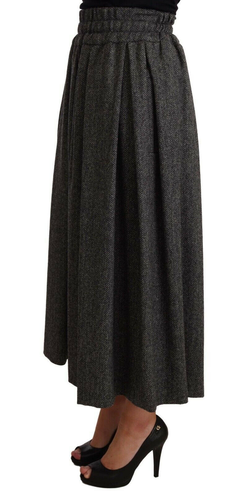 Dolce & Gabbana Gray Wool High Waist A-line PIECE Skirt -   -  Dolce & Gabbana.