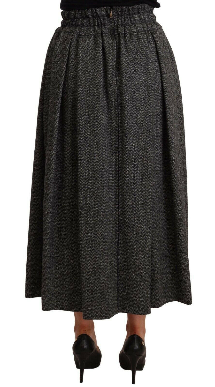 Dolce & Gabbana Gray Wool High Waist A-line PIECE Skirt -   -  Dolce & Gabbana.