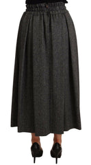 Dolce & Gabbana Gray Wool High Waist A-line PIECE Skirt -   -  Dolce & Gabbana.