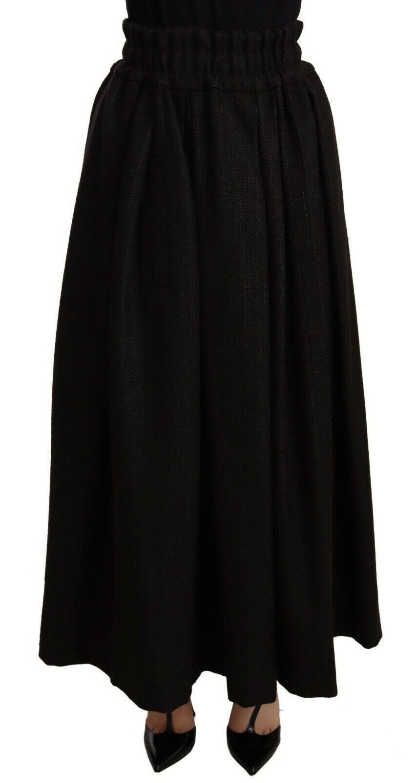 Dolce & Gabbana Black Wool High Waist Maxi PIECE Skirt -   -  Dolce & Gabbana.