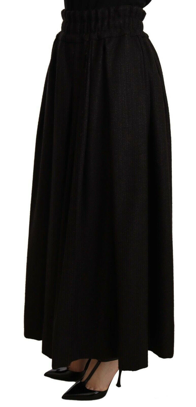 Dolce & Gabbana Black Wool High Waist Maxi PIECE Skirt -   -  Dolce & Gabbana.