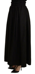 Dolce & Gabbana Black Wool High Waist Maxi PIECE Skirt -   -  Dolce & Gabbana.