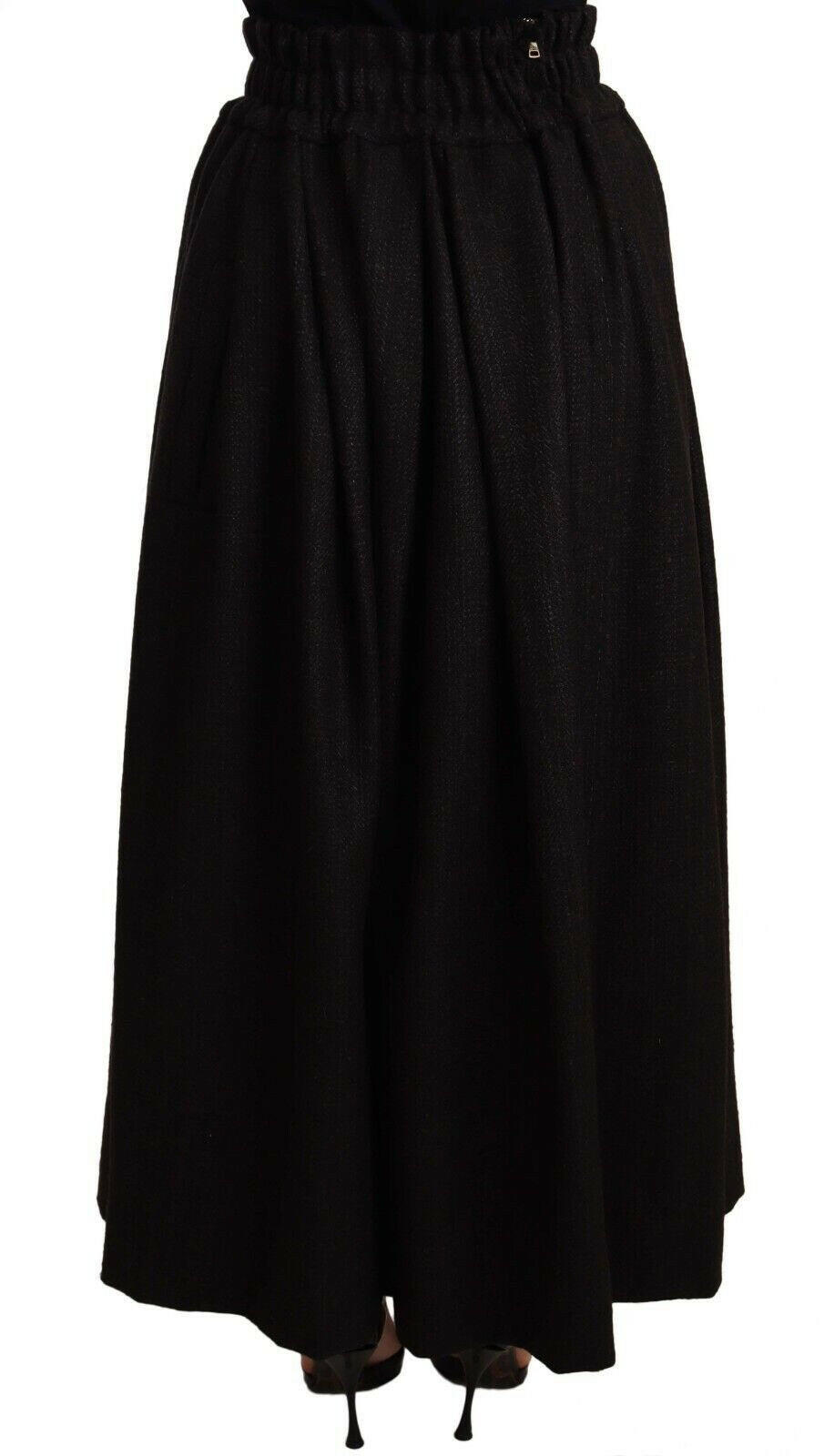 Dolce & Gabbana Black Wool High Waist Maxi PIECE Skirt -   -  Dolce & Gabbana.