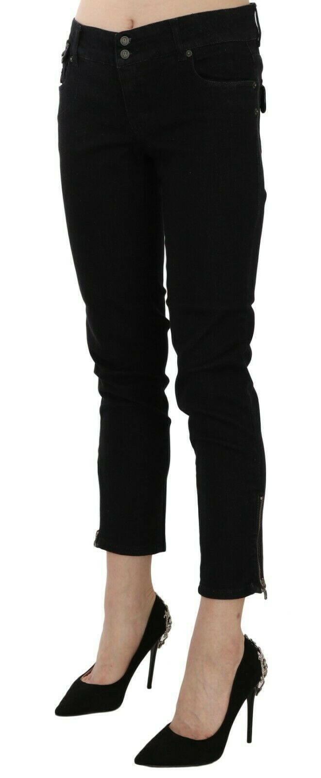 John Galliano Black Mid Waist Cropped Cut Hem Denim Casual Pants -   -  John Galliano.