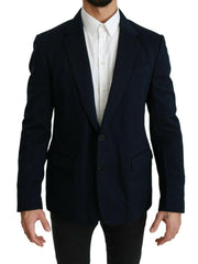 Dolce & Gabbana Blue Solid Cotton Silk Stretch Jacket Blazer -   -  Dolce & Gabbana.