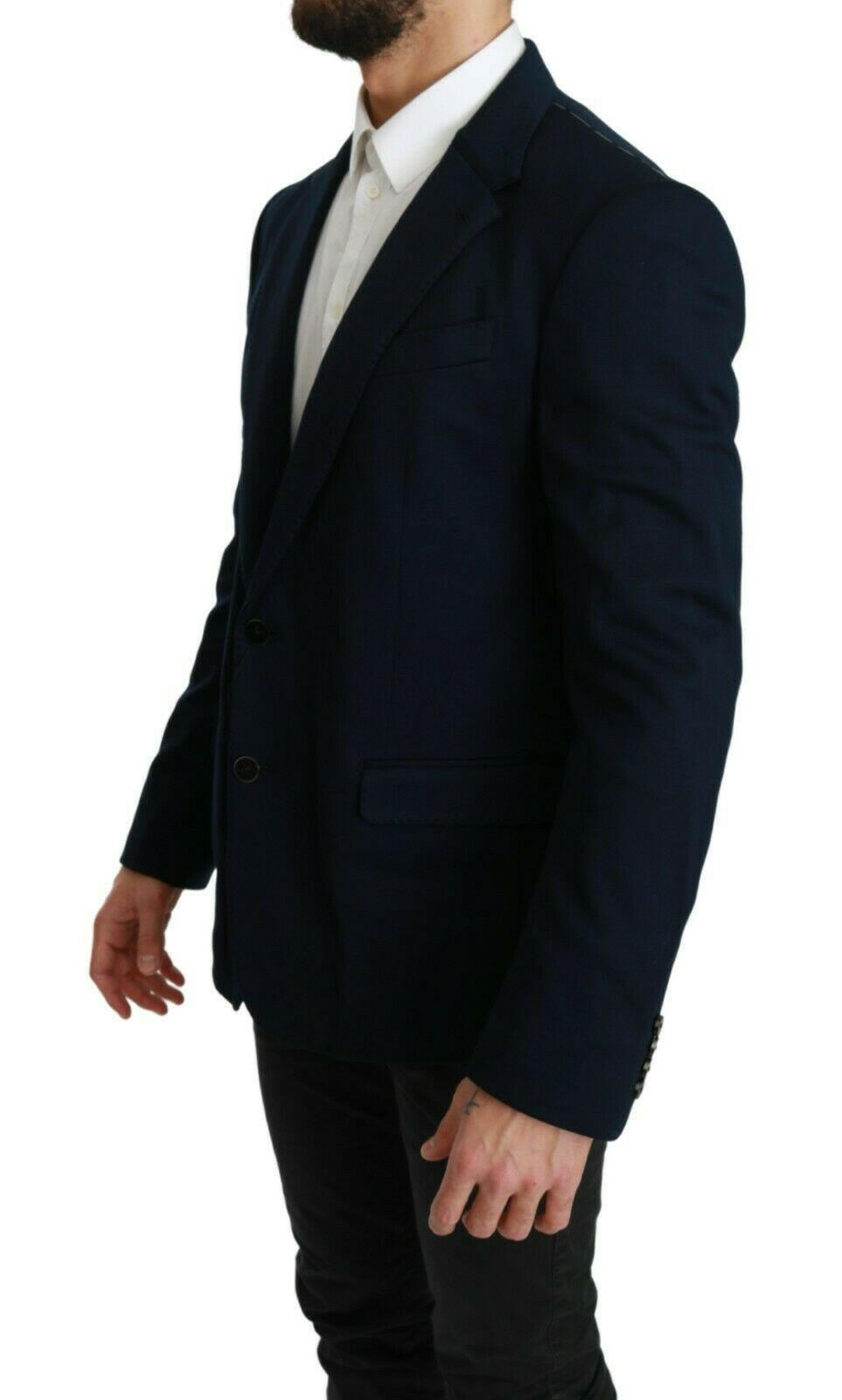 Dolce & Gabbana Blue Solid Cotton Silk Stretch Jacket Blazer -   -  Dolce & Gabbana.
